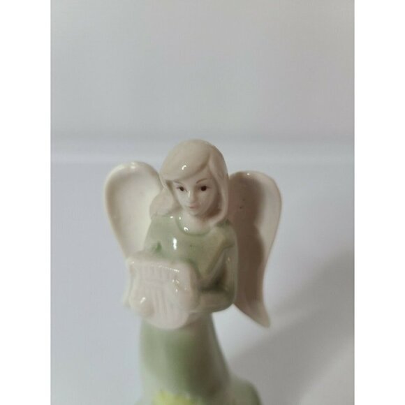 Angel Holding Harp Statue Hand Painted  Vintage - Picture 2 of 6